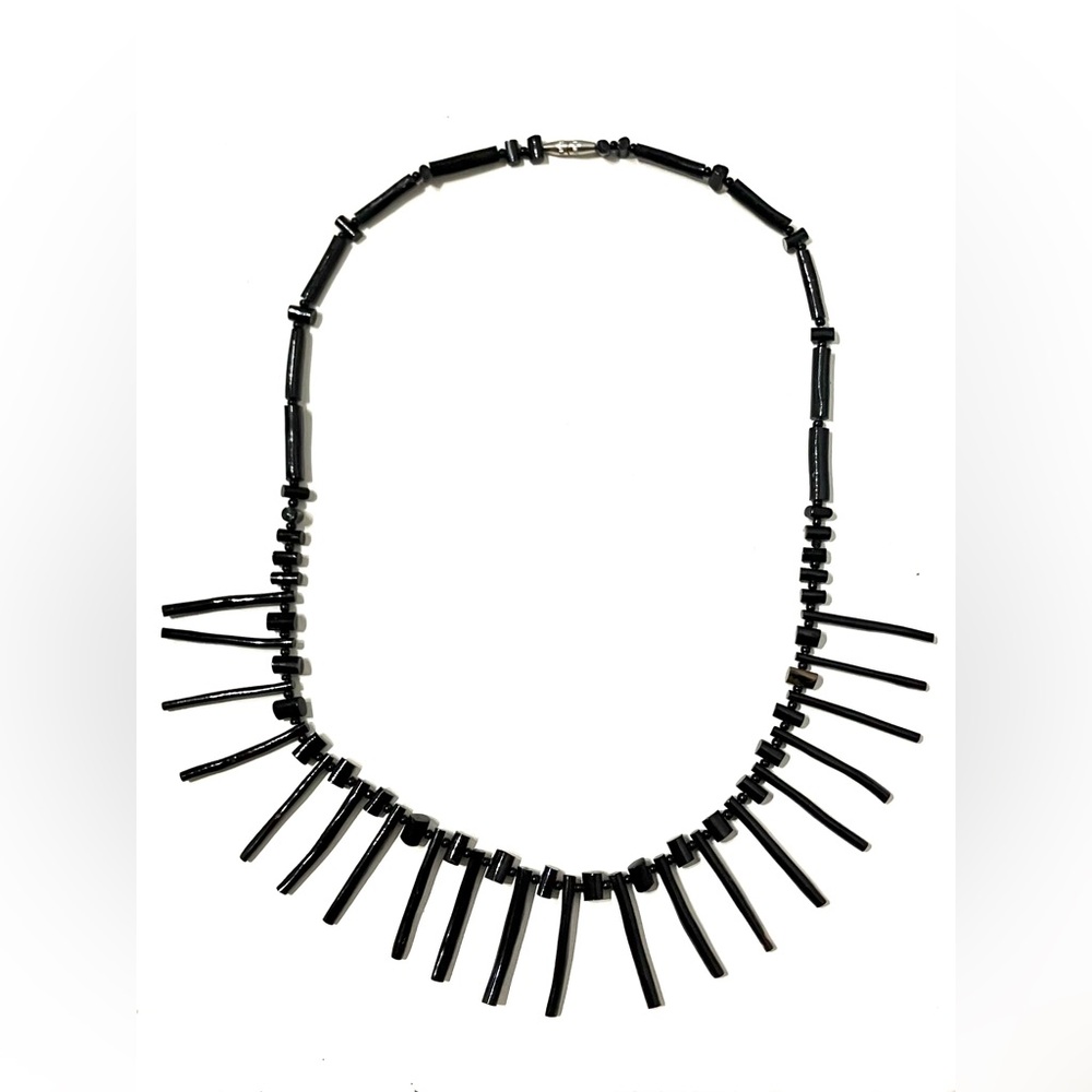Vintage Black Coral Fringe Necklace 17”